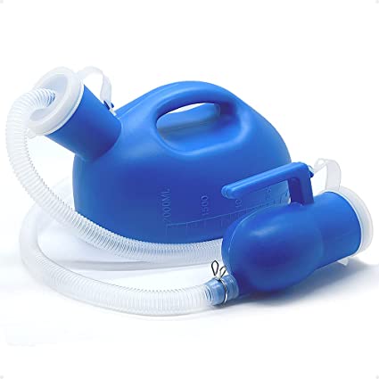 Urinals for men with Hand-Held 2000ML Large Capacity Portable Urine Cup Long Tube Male Urinals for Hospital Beds Elderly Wheelchair Camping Car Travel (BLUE)