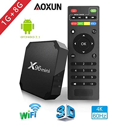 Aoxun 2018 Android TV Box - Smart TV Box Quad Core X96 Mini Android 7.1 OS Amlogic S905W 3D/4K/HD Media Player 1GB 8GB/WiFi 2.4G X96 Mini TV Box
