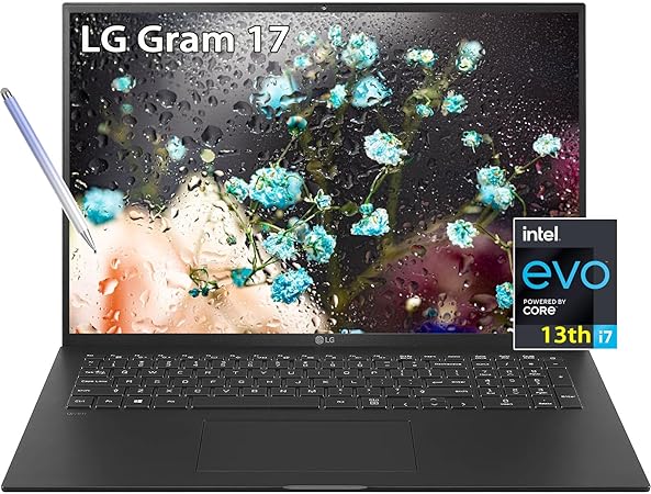 LG-Gram 17 inch-Laptop Touchscreen-Stylus Pen -Intel EVO 13th Gen Intel Core i7-1360P -WQXGA Display -Backlit Keyboard -Wi-Fi 6E -Thunderbolt4-FHD Webcam (Windows 11 Pro, 16GB DDR5 RAM |2TB PCIe SSD)