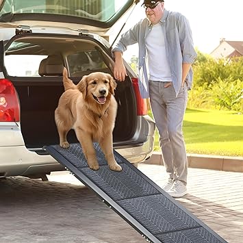 Morpilot Dog Ramp for Car, 63" Long & 17" Wide Folding Portable Pet Ramp with Non-Slip Carpet Surface, Lightweight & Durable Dog Ramps for Large Dogs up to 200LBS, Dog Ramp for Cars, Suvs & Trucks