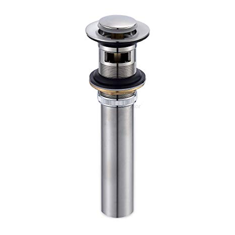 Decor Star PU-004-TB-V2 1 1/2" Bathroom Faucet Vessel Vanity Sink Pop Up Drain Stopper With Overflow Brushed Nickel