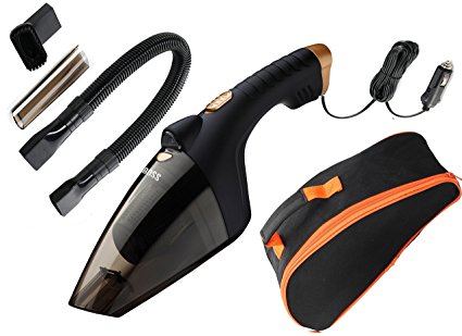 BOSS 007 Car Vacuum Cleaner 106W 12V Wet&Dry Portable Handheld 16.4FT(5M)Power Cord with Carry Bag(Black) Auto Lightweight Cleaner Dustbuster Hand Vac