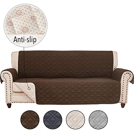 RHF Anti-Slip Sofa Cover for Leather Sofa, Couch Cover, Couch Covers for 3 Cushion Couch, Slip-Resistant Couch Cover for Leather Sofa, Sofa Covers for Living Room, Couch Covers(Sofa:Chocolate)