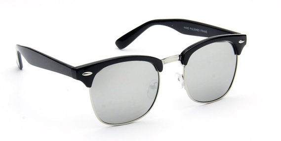 Retro Clubmaster Wayfarer Vintage Fashion Square Silver Mirror Lens Sunglasses