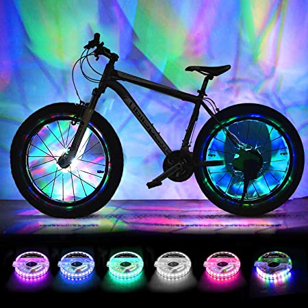 BRIONAC Rechargeable Bike Wheel Lights, LED Bike Spoke Lights Cycling Wheel Safety Light, Cool Bicycle Tire Spoke Decoration, USB Charge, Ultra Bright, Waterproof, Gifts for Boys Girls Adults