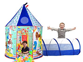 Aeroway Circus Image Play Tent with Tunnel and Case - Blue