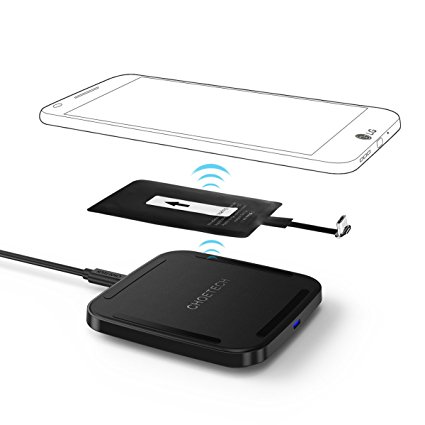 CHOETECH USB-C Wireless Charger Kit, Includes Type C Qi Wireless Charging Pad Type C Receiver Type C Cable for LG G5,OnePlus 3,LG V20,HTC 10,ZTE Axon 7,ZTE Grand X Max 2,ZTE ZMAX PRO,Nexus 5X, etc