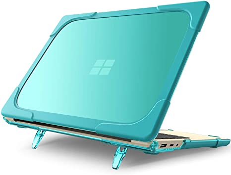 BATYUE Slim Hard Shell Case for New Late-2020 12.4-inch Microsoft Surface Laptop Go with Touch Screen.[Heavy Duty] [Fold Kickstand] Protective Cover for Laptop Go 12.4 Inch.(Light Blue)