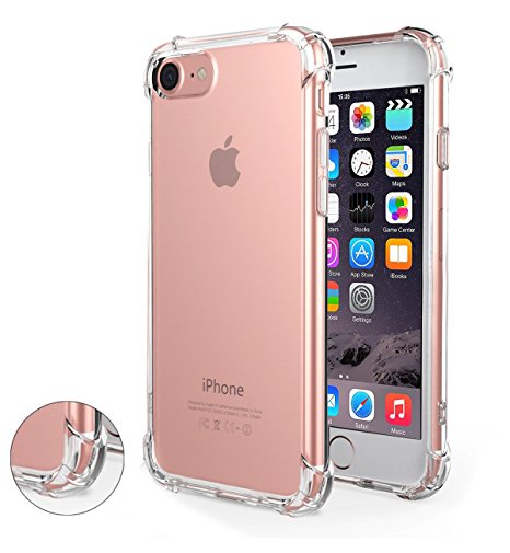 iPhone 7 Case - Stoon Clear Apple iPhone 7 Case Advanced Shcok-absorbent Cover Case Slim Anti-slip Scratch-resistant Bumper Case with Hard PC Back Plate and Flexible TPU Gel for iPhone 7 4.7"-Clear