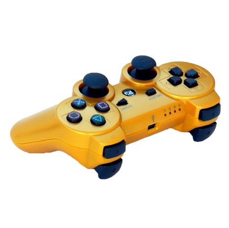 Bowink Wireless Bluetooth Controller For PS3 Double Shock ( Gold )