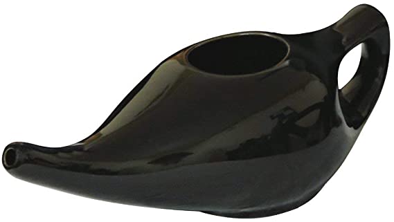 Leak Proof Durable Ceramic Neti Pot (Black)