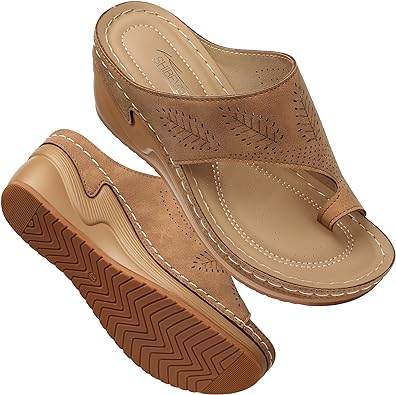 SHIBEVER Wedge Sandals for Women Dressy: Summer Slip On Womens Sandals - Slide Comfortable Walking Platform Sandals