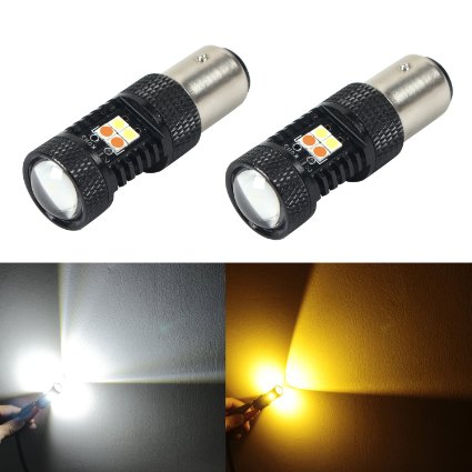 JDM ASTAR Extremely Bright 3030 Chipsets WhiteYellow 1157 2057 2357 7528 Switchback LED Bulbs with Projector For Turn Signal LightsBrightest Switchback bulb on the market