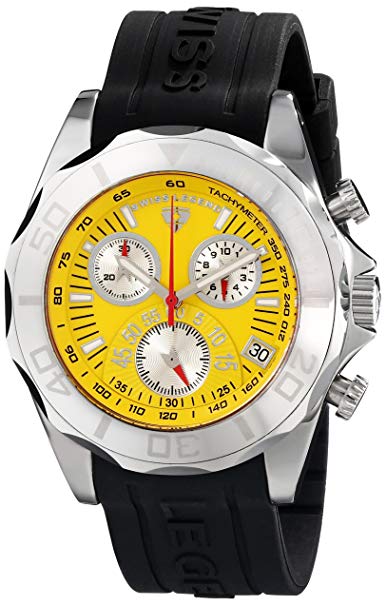 Swiss Legend Men's 18010-07 Men's Tungsten Chronograph Black Band Yellow Dial Watch