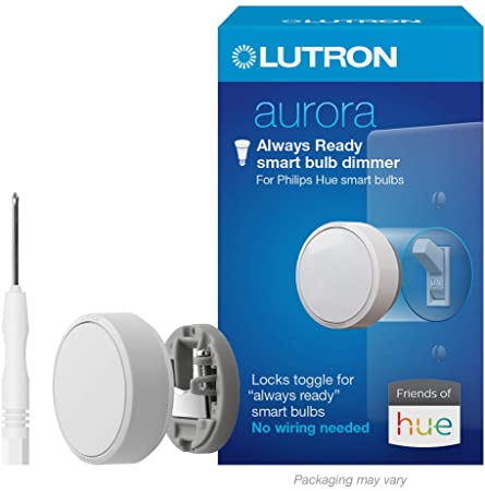 Lutron Aurora Smart Bulb Dimmer Switch for Philips Hue smart bulbs with screwdriver, Z3-1BRL-WH-L0-A, White