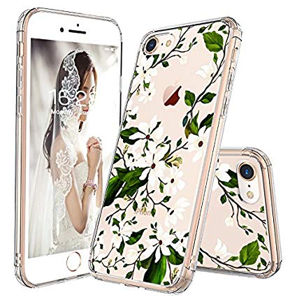 iPhone 7 Case, iPhone 8 Case Protective, MOSNOVO Floral Magnolia Flower Pattern Clear Design Transparent Plastic Case with Soft TPU Bumper Protective Case Cover for iPhone 7 (2016) / iPhone 8 (2017)