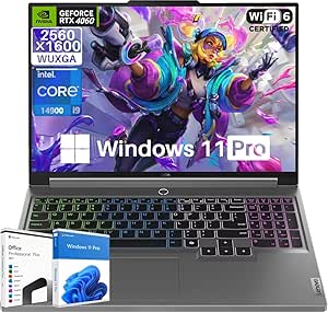 Lenovo Legion 5i Gaming Laptop with Lifetime Microsoft Office, 16 Inch WQXGA 165Hz, Intel i9-14900HX Up to 5.80 GHz, 32 GB DDR5 RAM, 2 TB SSD, GeForce RTX 4060, Backlit KB, Wi-Fi 6E, Windows 11 Pro