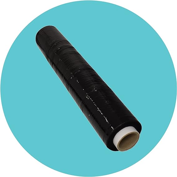 Triplast 1 Roll x 400mm Black Pallet Stretch Wrap | Standard Core, 17mu Thick, Industrial Strength | Shrink Wrap, Cling Film, Plastic Wrap | Packaging for Removals, Industrial & Warehouse Use