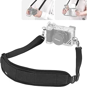 NEEWER Shoulder Strap for Phone Cages for iPhone Samsung & Camera Cages for Canon Sony Nikon, Two 1/4" Screw D Rings, Comfortable Pad, Length Adjustable Neck Strap for Phone Video Stabilizer, CA070