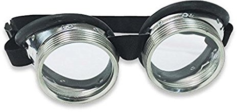 Steampunk Metal Goggles - Clear Glass Lens with Aluminum Metal and Rubber Lining