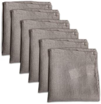 Linendo 100% Pure Natural Linen Dinner Cloth Napkins 15 x 15 Inch - Set of 6 Pack European Flax Washable for Home and Kitchen (Taupe Gery, Square)