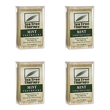 Tea Tree Therapy - Tea Tree & Menthol Toothpicks (100 count) (4-Pack)