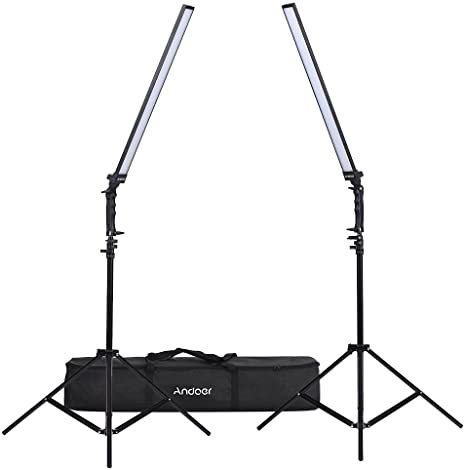 Andoer Photography Studio LED Lighting Kit Dimmable LED Video Light Handheld Fill Light with Light Stand 36W 5500K CRI90  for Shooting Video Portraits Still Life Fashion Wedding Art Photography