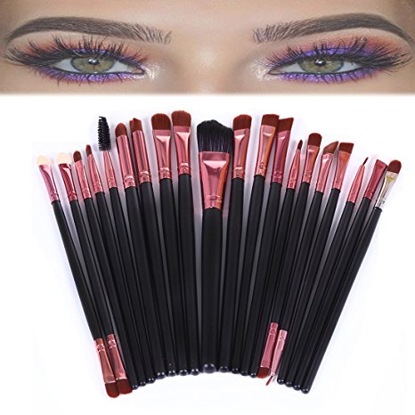 20 Pieces Makeup Brush Set Rose Gold Professional Eye Shadow Eyeliner Blending Tool by Grimm Hair