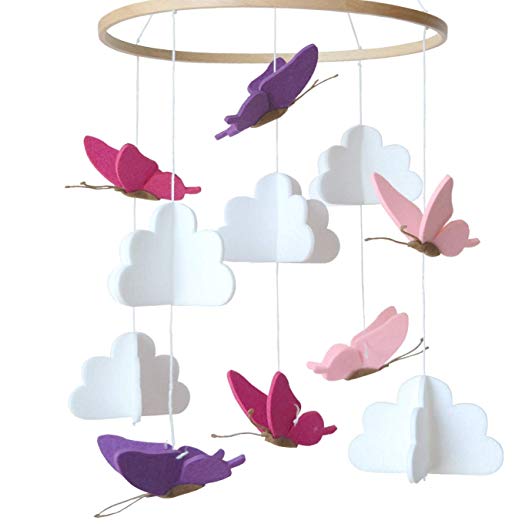 Baby Crib Mobile by Sorrel   Fern- Butterflies in The Clouds Nursery Decoration | Crib Mobile