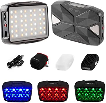 Falcon Eyes F7 Mini RGB On Camera Led Video Pocket Light 5W TLCI/CRI 96 Support App Control with Magnetic Attraction  Honeycomb Diffusor Magic Arm