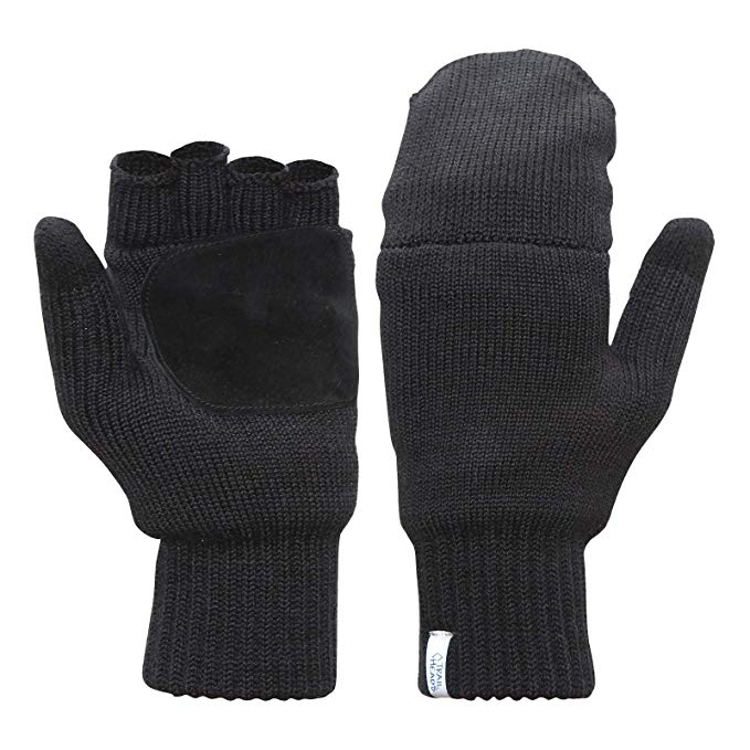 TrailHeads Women’s Fingerless Gloves | Merino Knit Convertible Mittens