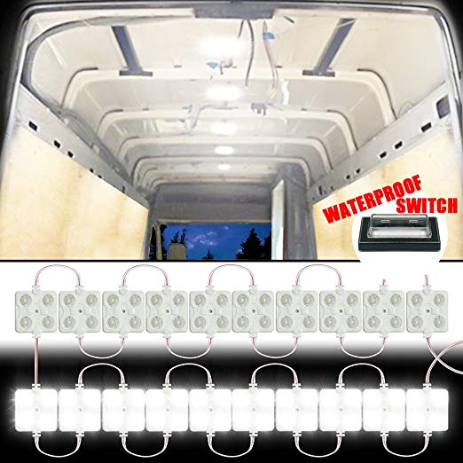 GAMPRO 12V 12W 80-LED Van Interior Light Kits, White LED Ceiling Light Kits for Van, Mini Van, Trailer, Truck, RV, Caravan, Pickup, Ducato, Boat, Sprinter and Any 12V Vehicles(12w-80LED)