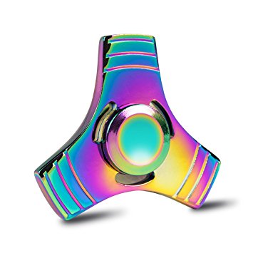 Opard Tri Fidget Spinner R188 Central Bearing 2-4 Minutes Hand Spinning Toy Colorful Zinc Alloy for Child and Adult (Square Colorful)
