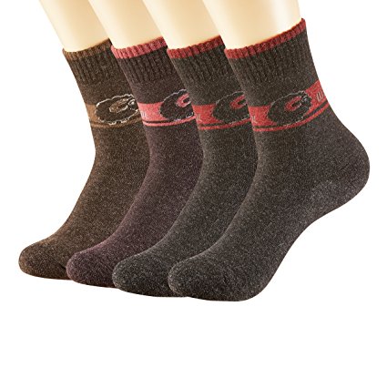 Pack of 4 Womens Winter Soft Warm Thick Knit Wool Vintage Casual Crew Socks