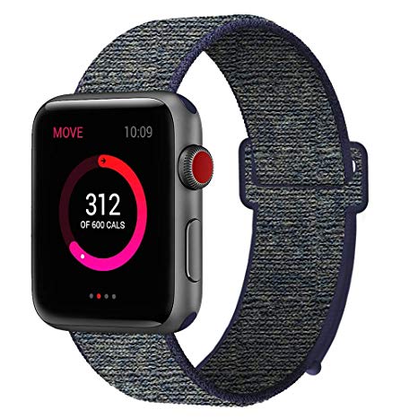 INTENY Sport Band Compatible with Apple Watch 38mm 40mm 42mm 44mm, Nylon Sport Loop, Strap Replacement for iWatch Series 4, Series 3, Series 2, Series 1