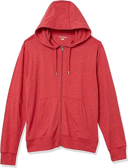 Amazon Essentials Mens Lightweight Jersey Full-Zip Hoodie