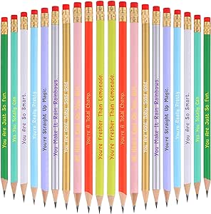 Zonon 20 Pcs Personalized Pencils for Kids Funny Pencils Graphite Pencils Compliment Pencils with Motivational Sayings Cute Pencils with Erasers Positive Quotes for School and Office