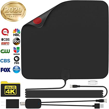 HDTV Antenna Amplified Indoor HD Digital TV Up to 80  Miles Range Support for 4K 1080P Freeview HDTV Channels Signal Stable 13.1FT Coax Cable