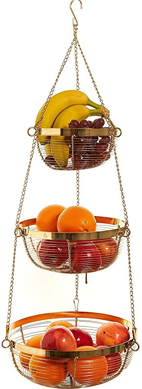 Useful. 3 Tier Hanging Fruit Basket (Gold)
