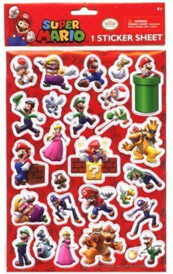 Nintendo Sper Mario Brother Raised 3D Stickers Sheet x 2 Sheets