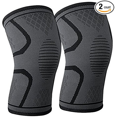 Lonew Compression Knee Sleeve,Best Knee Brace Support for Sports,Running,Jogging,Basketball,Joint Pain Relief,Arthritis and Injury Recovery&More,Men and Women (2 Piece)