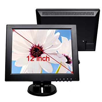 Corprit 12 Inch TFT LCD Color Security Monitor Screen, Support VGA HDMI AV BNC Input, With Speaker Output and Wide Viewing Angle