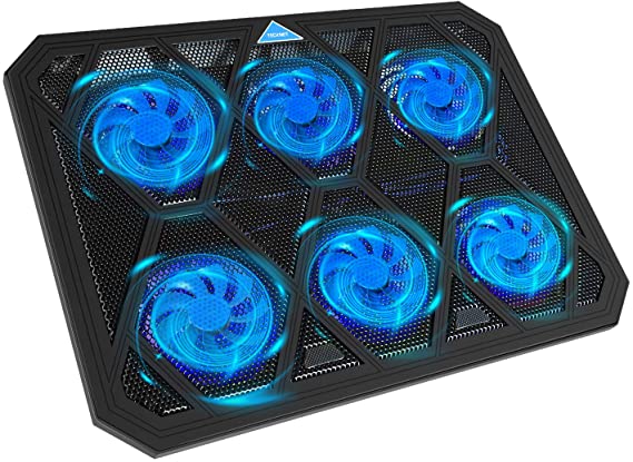 TECKNET Laptop and Notebook Cooling Pad 6 Fans Laptop Cooler at 1400 RPM and Blue LED fits up tp 19"