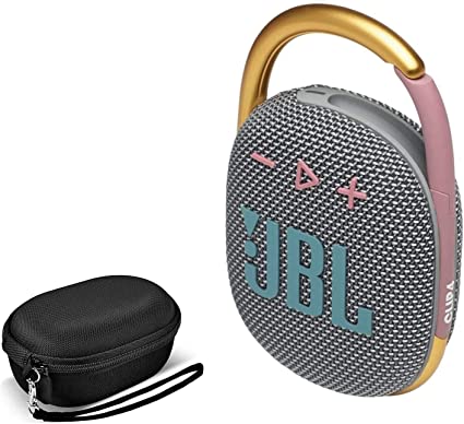 JBL Clip 4 Portable Waterproof Wireless Bluetooth Speaker Bundle with Premium Carry Case (Grey)