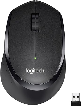 Logitech M330 SILENT PLUS Wireless Mouse, 2.4GHz with USB Nano Receiver, 1000 DPI Optical Tracking, 2-year Battery Life, Compatible with PC, Mac, Laptop, Chromebook - Black