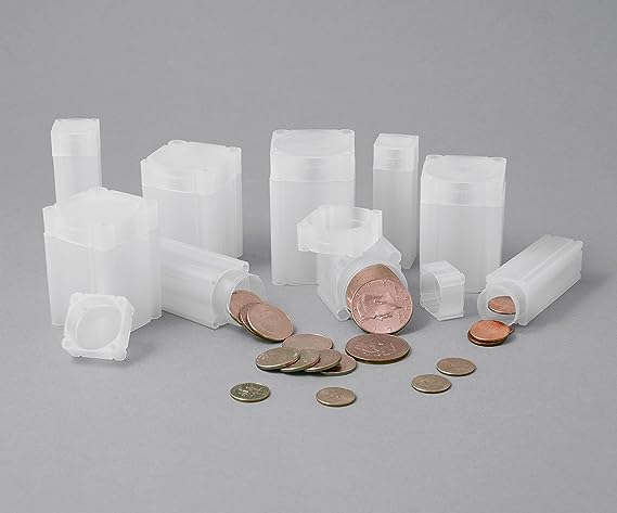 LIGHTHOUSE - Square Coin Tubes - Convenient Push Top, Virtually Unbreakable, Acid Free and Archival Quality - Coin Tubes for US Quarters, 10 Pack