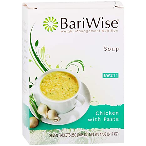 BariWise High Protein Low-Carb Diet Soup Mix - Low Calorie Chicken with Pasta (7 Count)