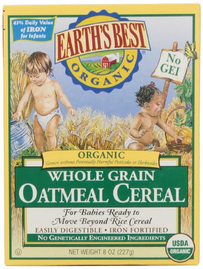 Earth's Best Certified Organic Whole Grain Oatmeal Cereal -- 8 oz