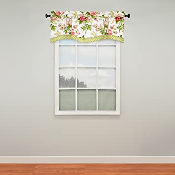 Waverly Emma's Garden Rod Pocket Curtains for Kitchen and Living Room, 52x18, Blossom