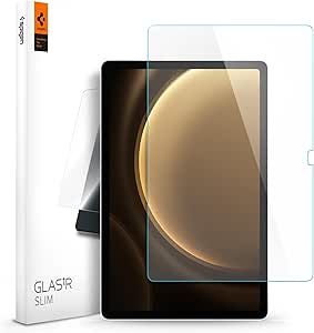 Spigen Tempered Glass Screen Protector GlasTR Slim Designed for Galaxy Tab S9 FE [9H Hardness/Case-Friendly]